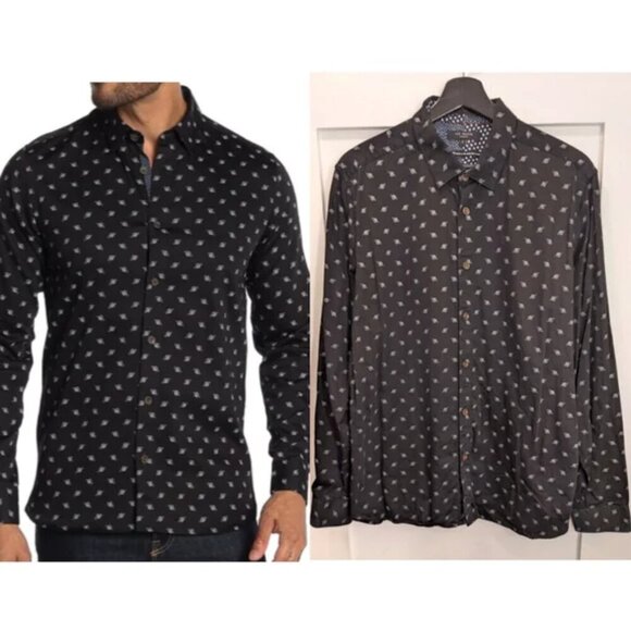 Ted Baker London | Men's Printed Planet Long Sleeve Shirt - Picture 1 of 8